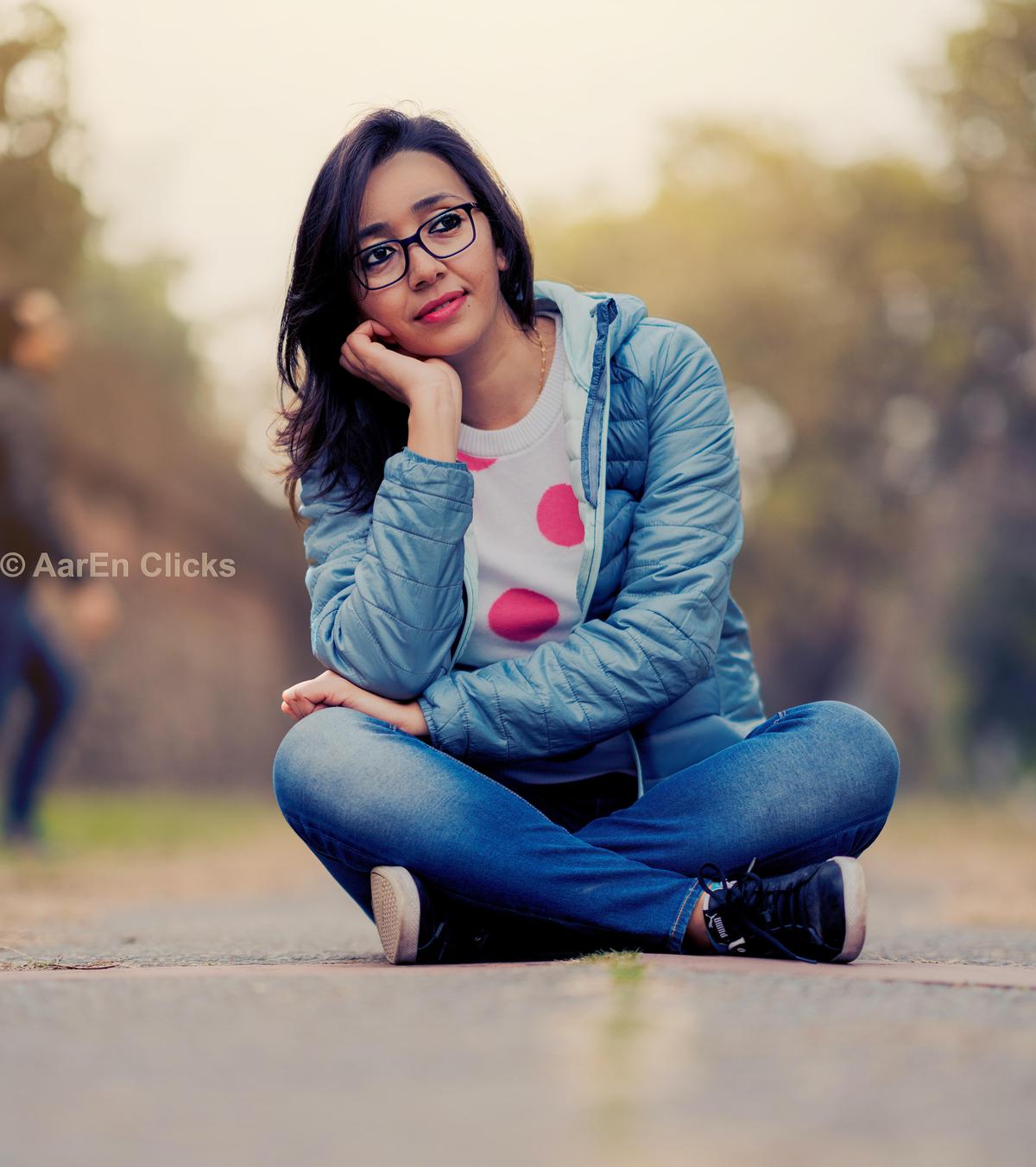 Image of People in nature, Photograph, Sitting, Beauty, Blue, Lip etc.