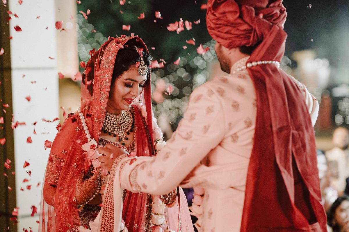 Image of Ceremony, Sari, Tradition, Bride, Red etc.
