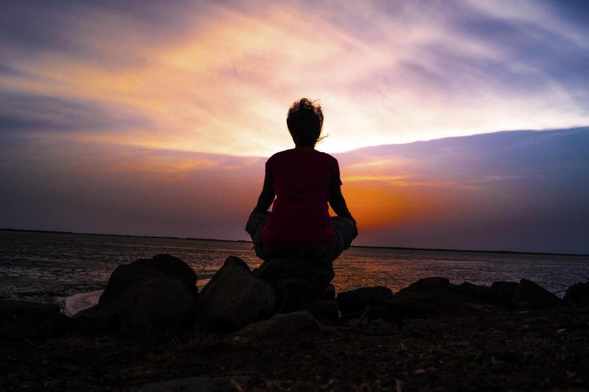 Image of People in nature, Sky, Horizon, Sea, Sitting, Ocean etc.