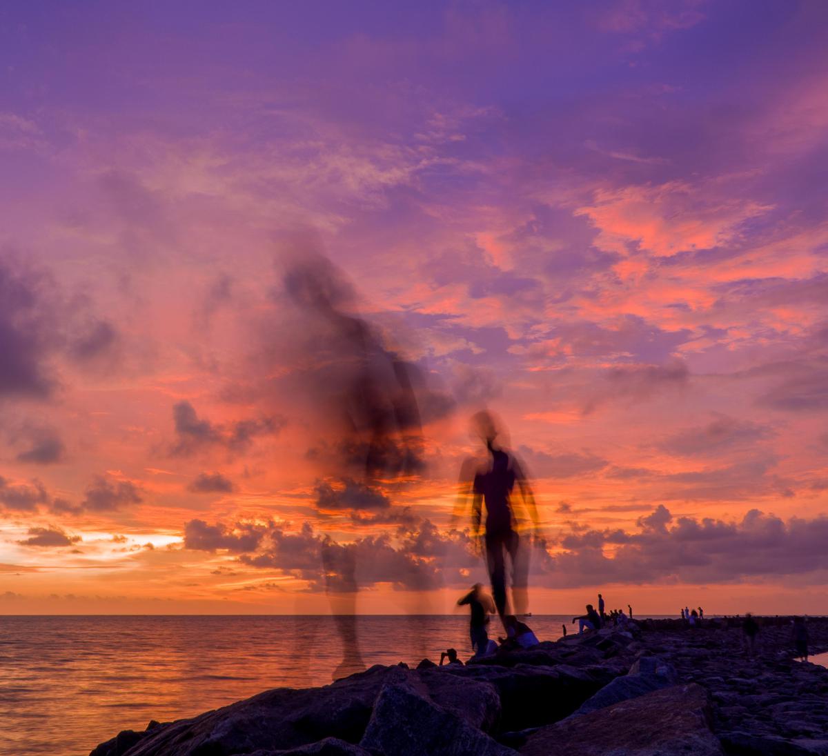 Image of Sky, Afterglow, Sunset, Horizon, Sea, Evening etc.